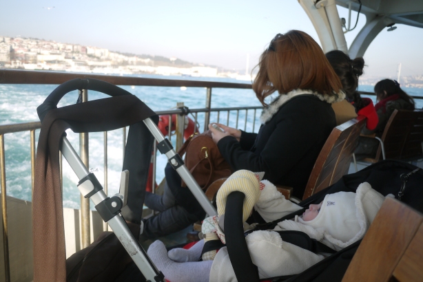 Riding the Istanbul ferry with a baby